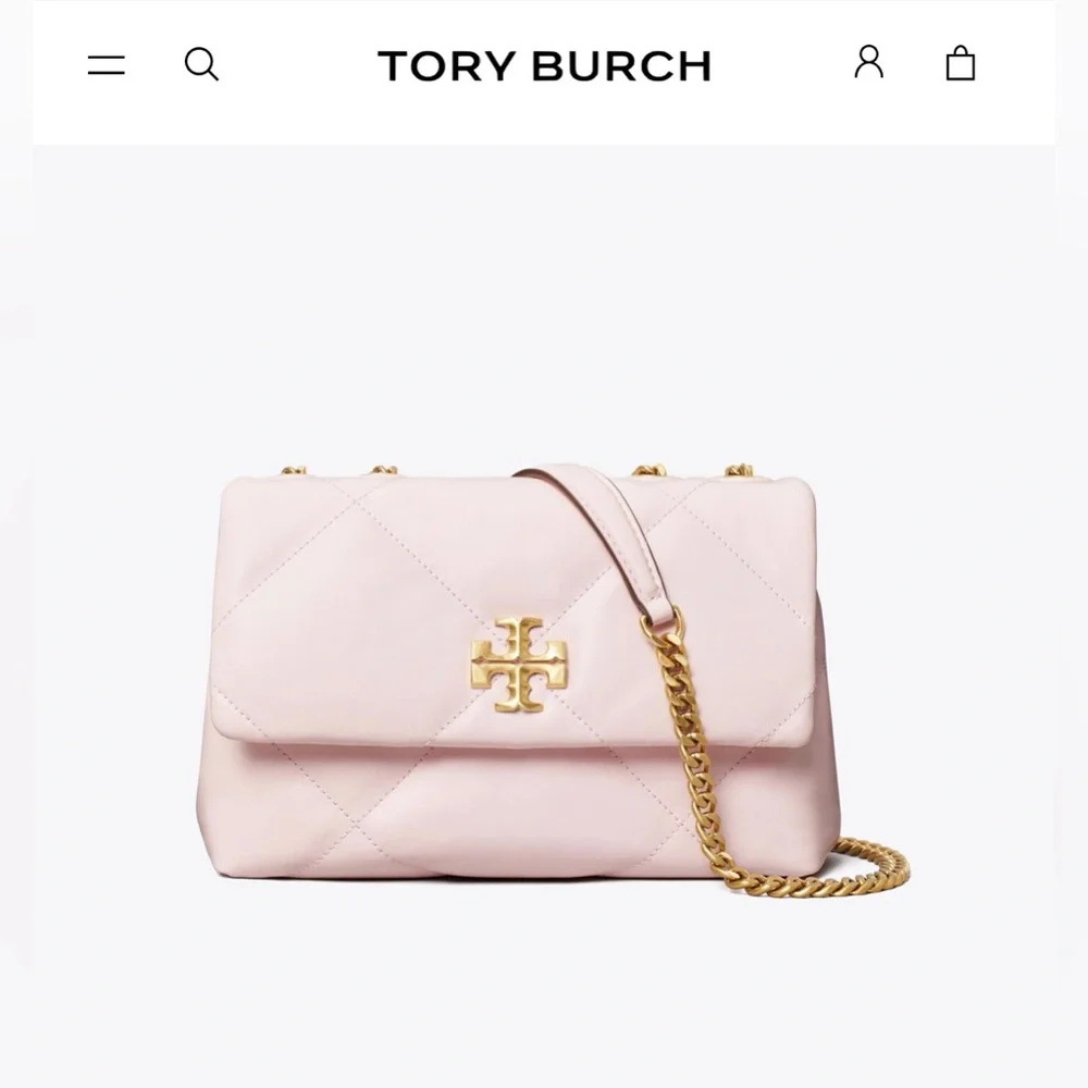 NWT- New Tory Burch Kira Diamond Quilt Small Convertible Shoulder Bag- Rose Salt - Picture 1 of 13